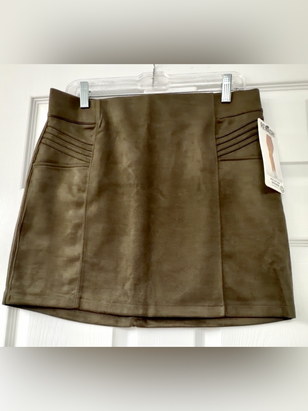 Rewash Olive Green Faux-Suede Mini Skirt